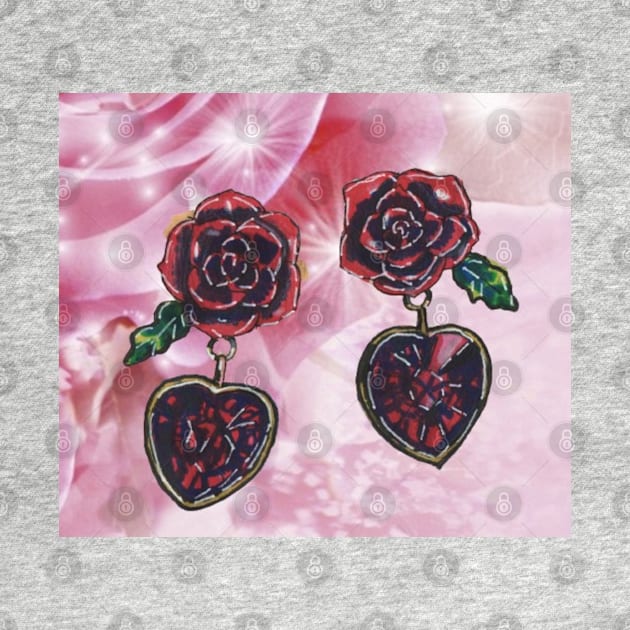 Earrings with Roses by Mila-Ola_Art